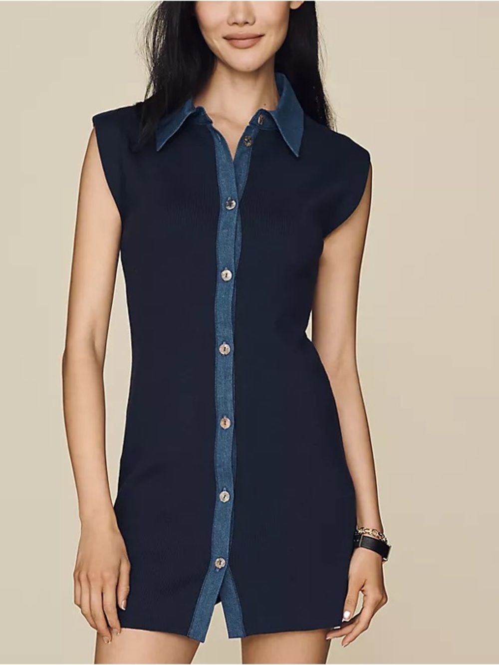 Maeve Knit Mini Shirtdress